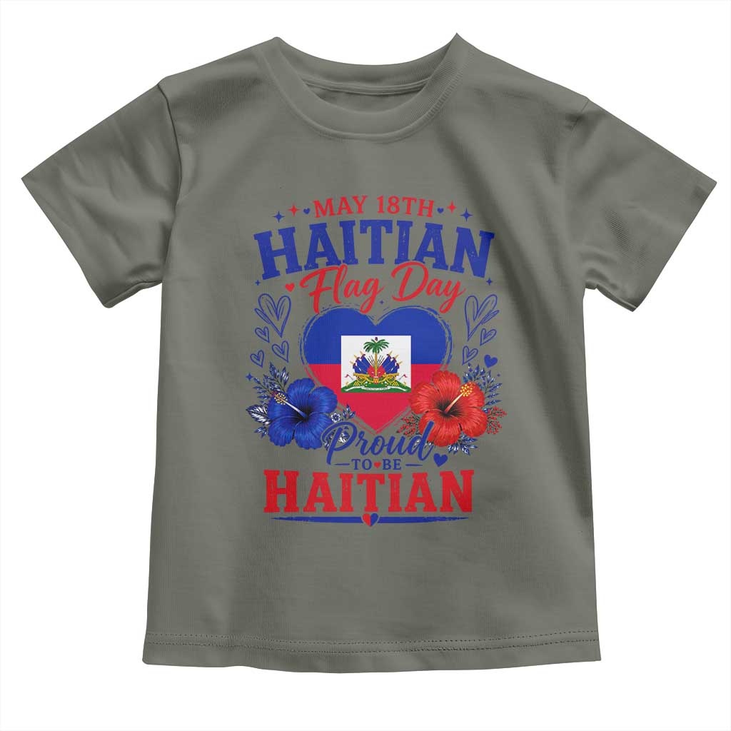 May 18th Haitian Flag Day Floral Hibiscus Toddler T Shirt Proud To Be Haitian Heritage Pride