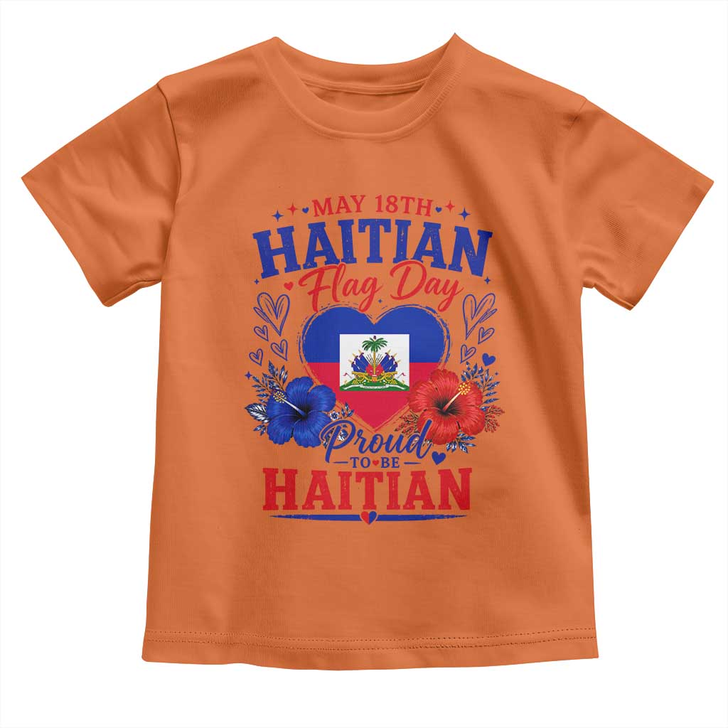 May 18th Haitian Flag Day Floral Hibiscus Toddler T Shirt Proud To Be Haitian Heritage Pride