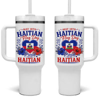 May 18th Haitian Flag Day Floral Hibiscus Tumbler With Handle Proud To Be Haitian Heritage Pride