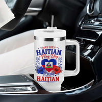 May 18th Haitian Flag Day Floral Hibiscus Tumbler With Handle Proud To Be Haitian Heritage Pride