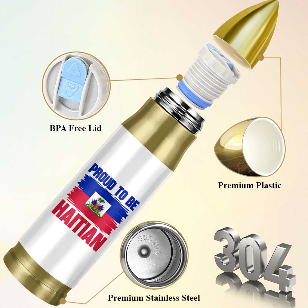 Proud To Be Haitian Bullet Tumbler Haiti Flag Heritage Pride