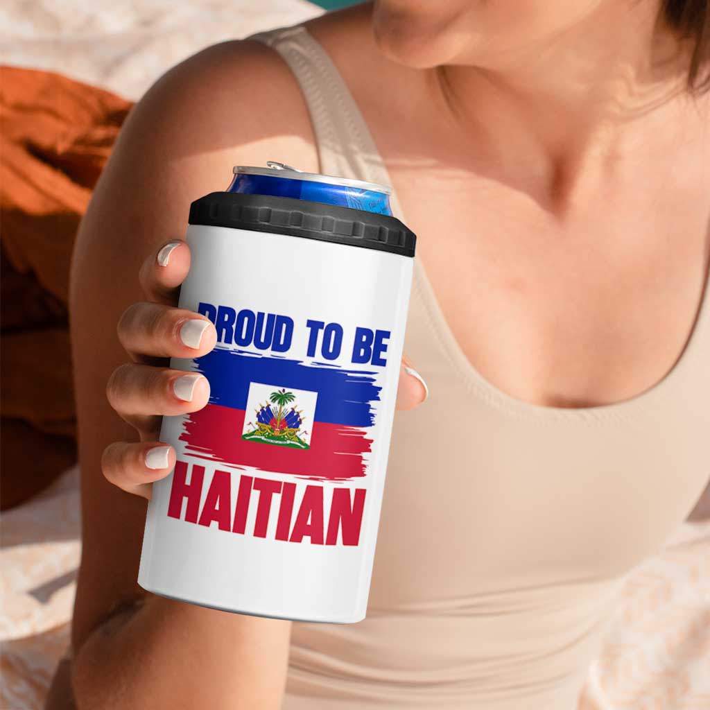 Proud To Be Haitian 4 in 1 Can Cooler Tumbler Haiti Flag Heritage Pride