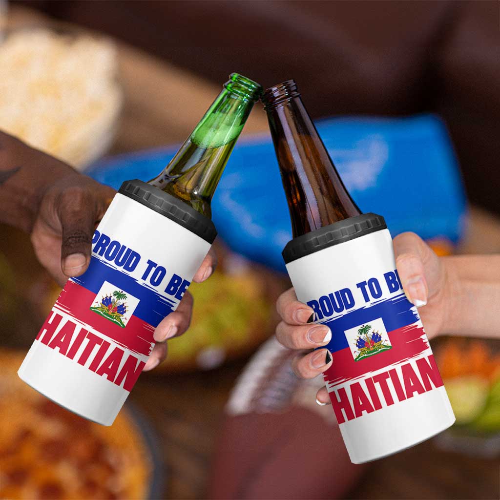Proud To Be Haitian 4 in 1 Can Cooler Tumbler Haiti Flag Heritage Pride
