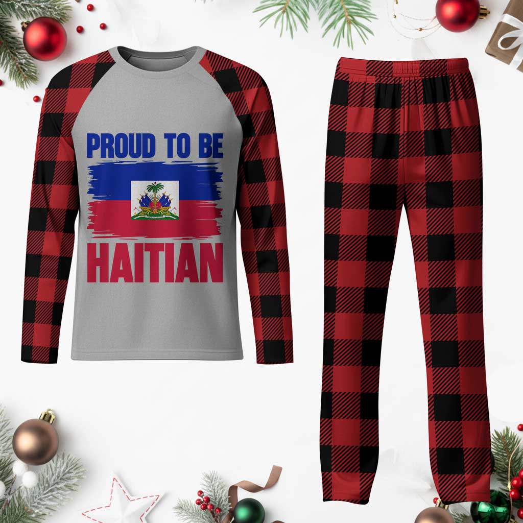Proud To Be Haitian Plaid Pajama Set Haiti Flag Heritage Pride