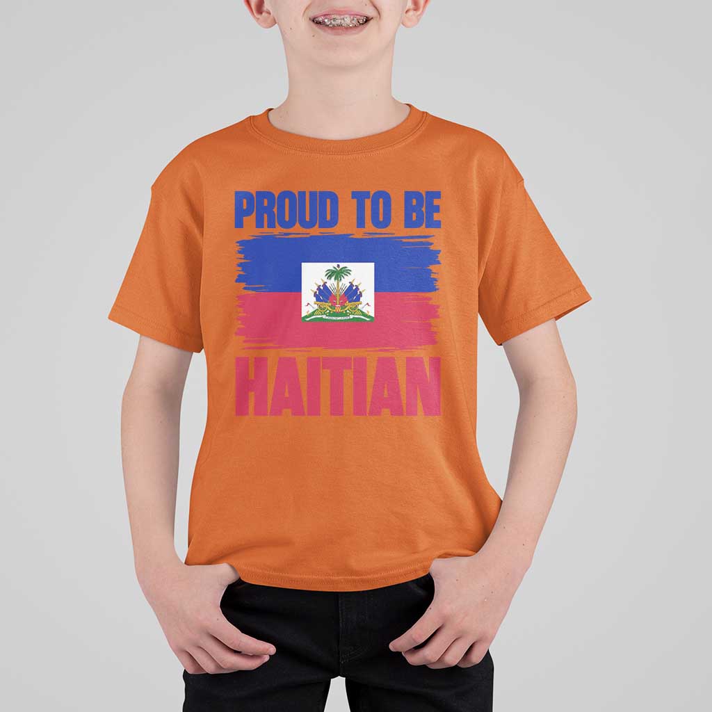 Proud To Be Haitian T Shirt For Kid Haiti Flag Heritage Pride