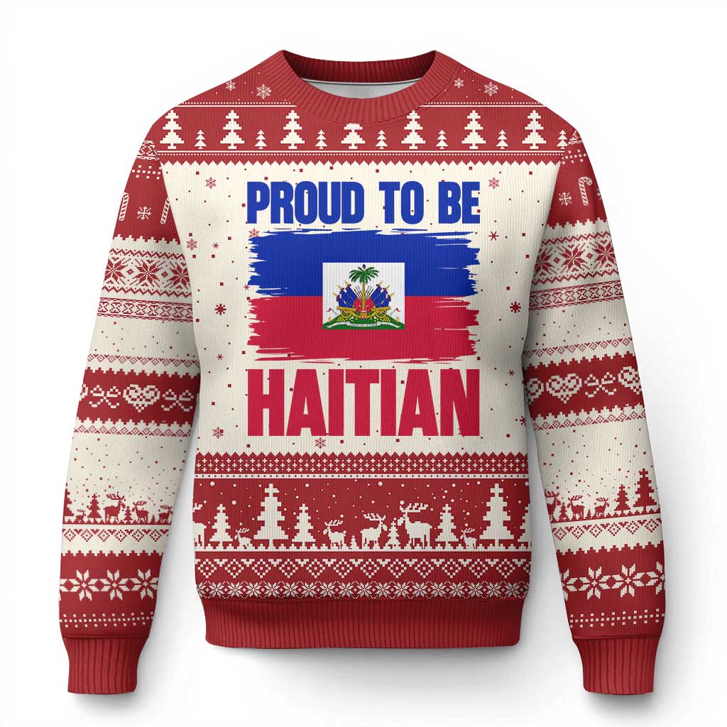 Proud To Be Haitian Ugly Christmas Sweater Haiti Flag Heritage Pride