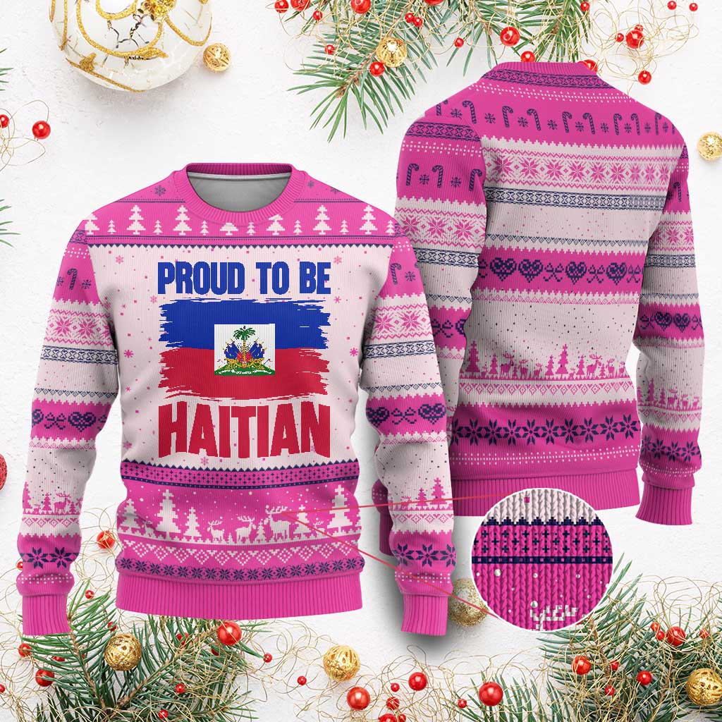 Proud To Be Haitian Ugly Christmas Sweater Haiti Flag Heritage Pride