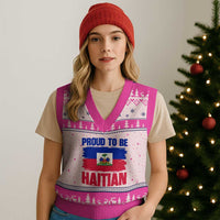 Proud To Be Haitian V-Neck Knit Sweater Vest Haiti Flag Heritage Pride