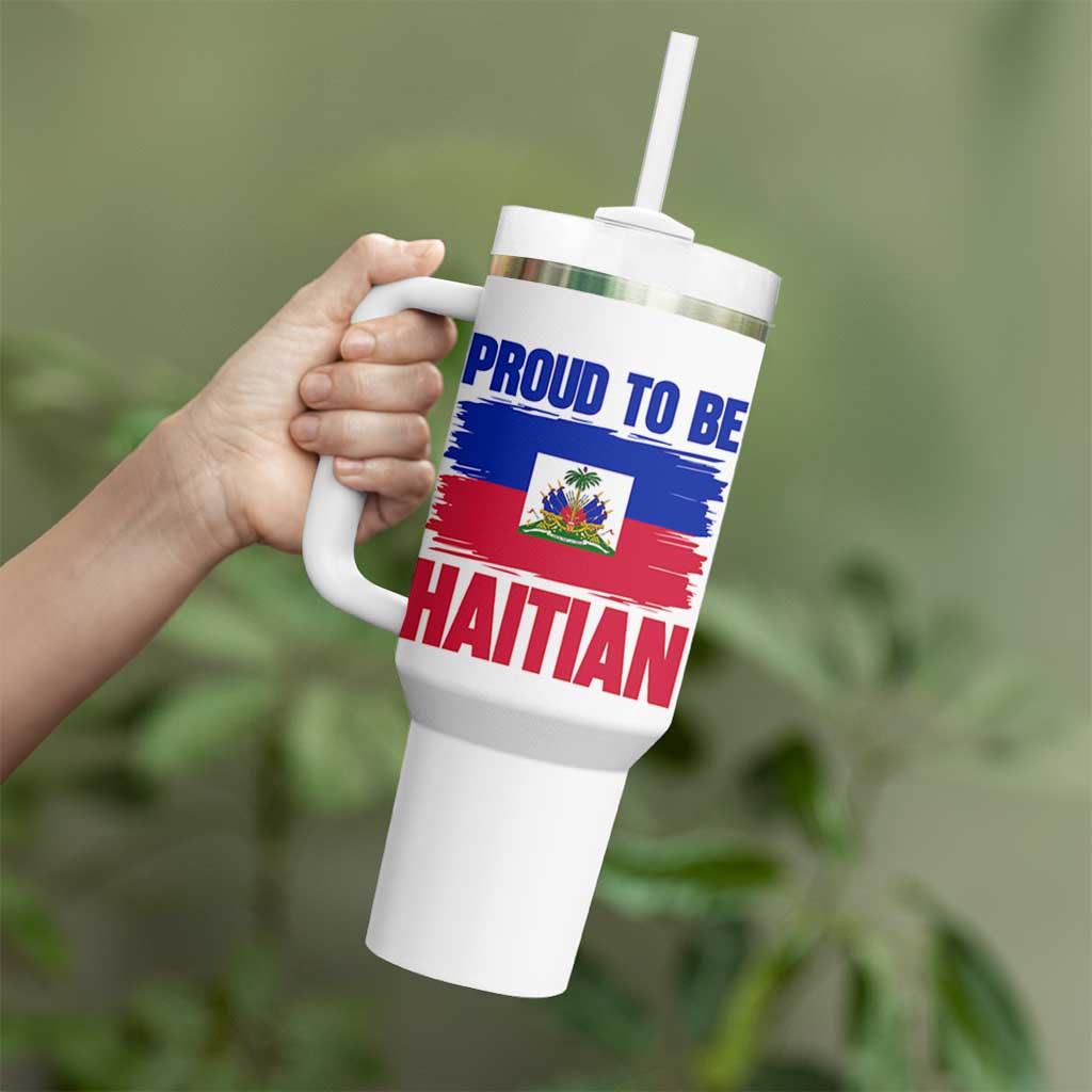 Proud To Be Haitian Tumbler With Handle Haiti Flag Heritage Pride
