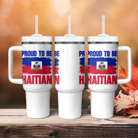 Proud To Be Haitian Tumbler With Handle Haiti Flag Heritage Pride