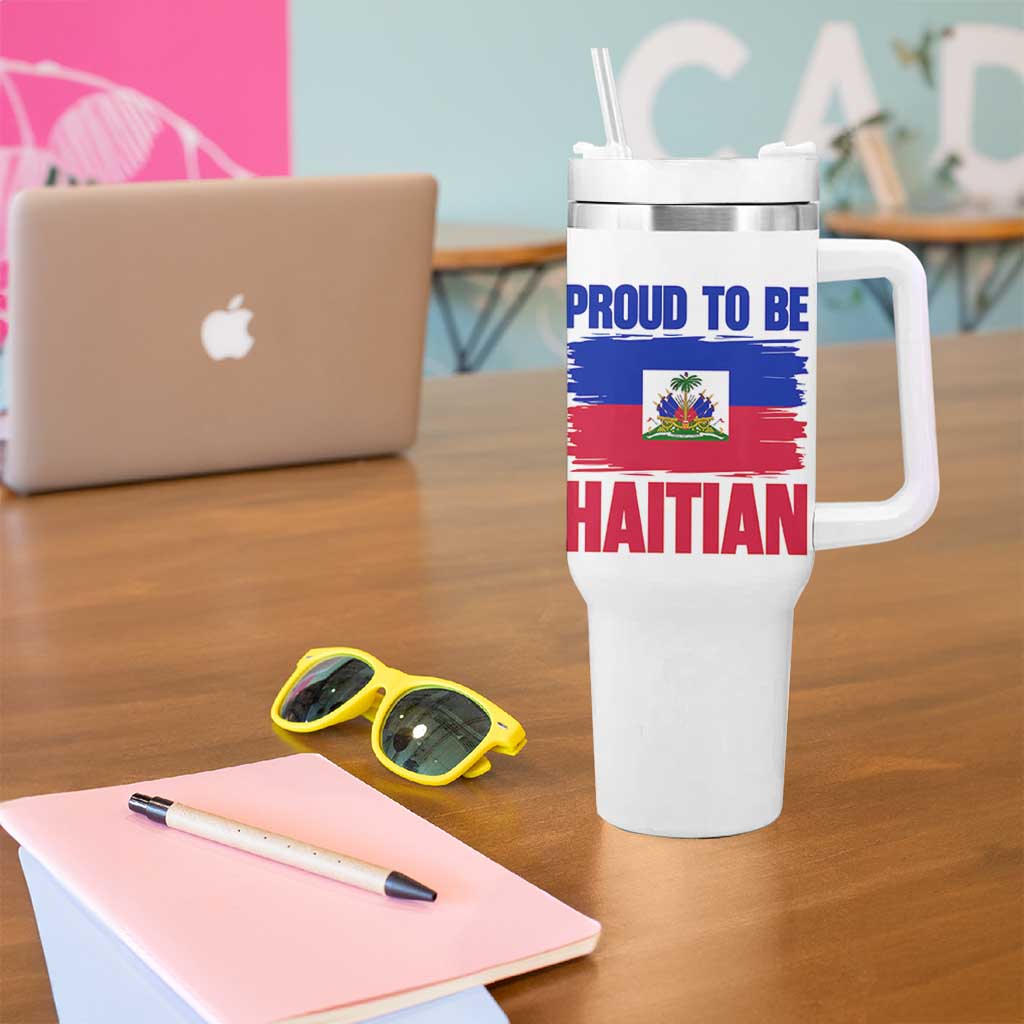 Proud To Be Haitian Tumbler With Handle Haiti Flag Heritage Pride