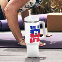 Proud To Be Haitian Tumbler With Handle Haiti Flag Heritage Pride