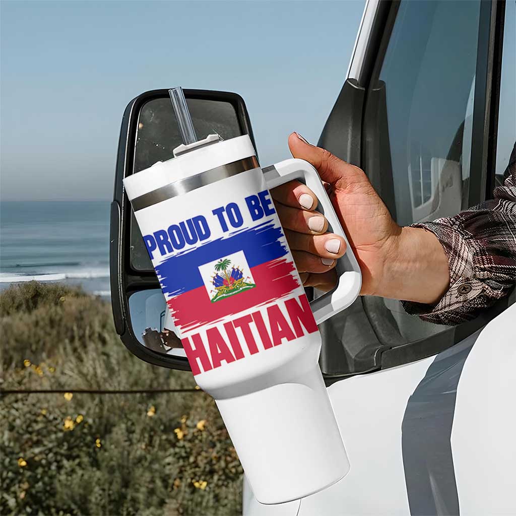 Proud To Be Haitian Tumbler With Handle Haiti Flag Heritage Pride