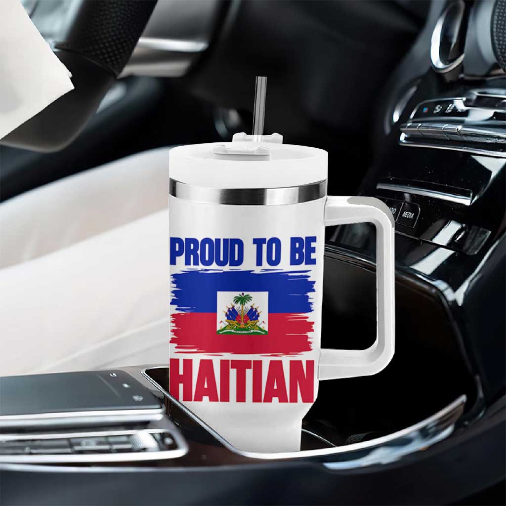 Proud To Be Haitian Tumbler With Handle Haiti Flag Heritage Pride