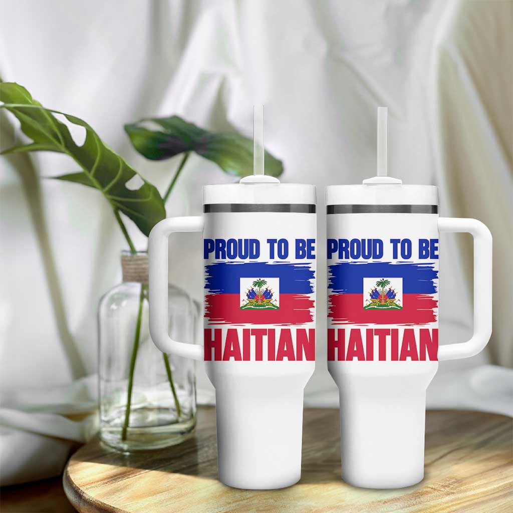 Proud To Be Haitian Tumbler With Handle Haiti Flag Heritage Pride