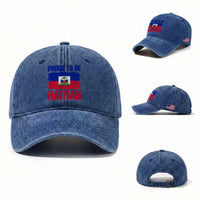 Proud To Be Haitian Washed Cotton Baseball Cap Haiti Flag Heritage Pride