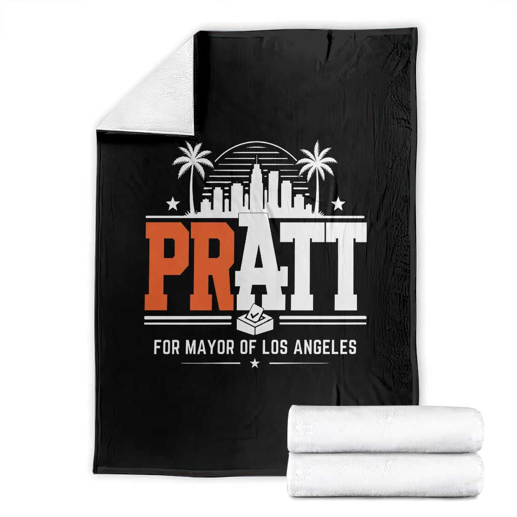 Pratt for Mayor of Los Angeles Retro Skyline Graphic Throw Blanket Support Local Leadership LA City California Pride