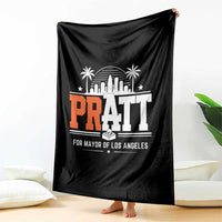 Pratt for Mayor of Los Angeles Retro Skyline Graphic Throw Blanket Support Local Leadership LA City California Pride