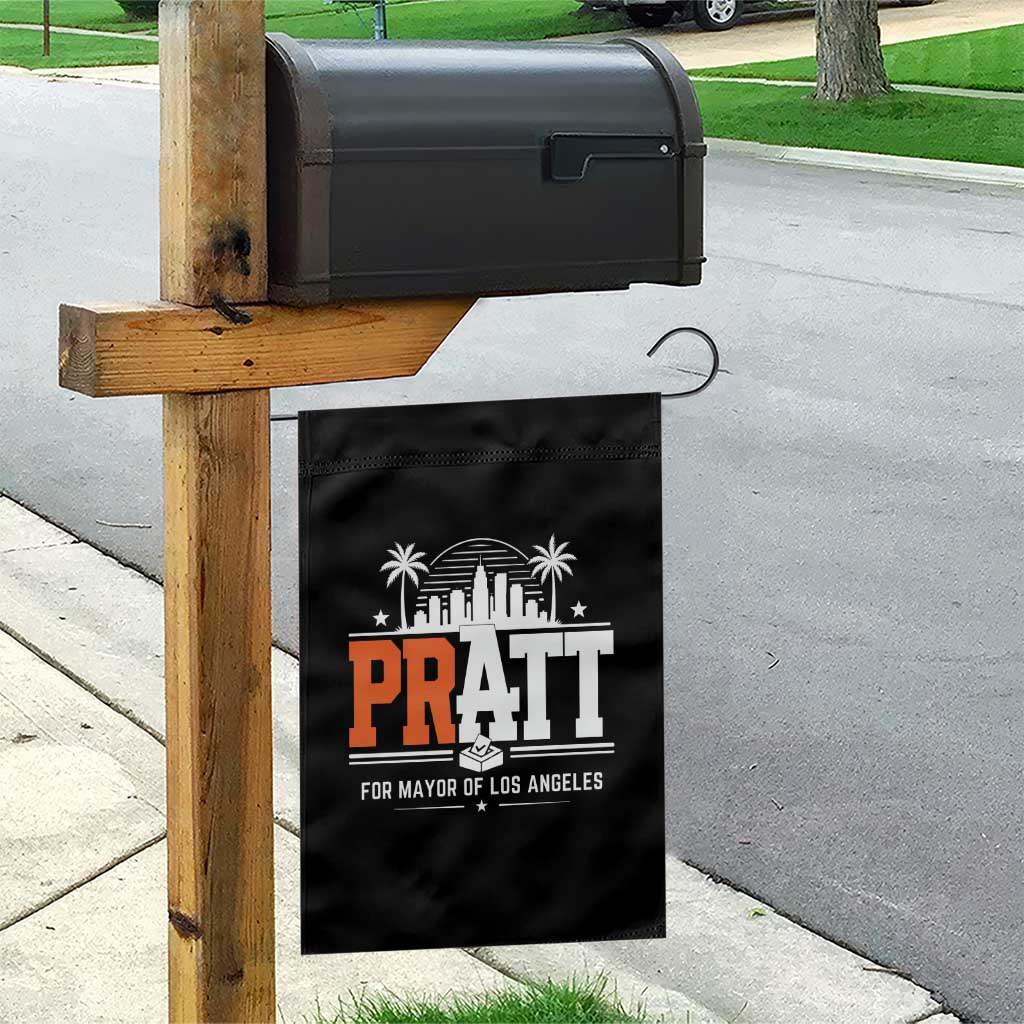 Pratt for Mayor of Los Angeles Retro Skyline Graphic Garden Flag Support Local Leadership LA City California Pride