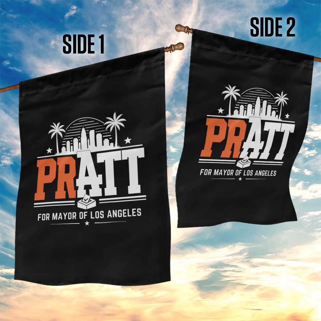 Pratt for Mayor of Los Angeles Retro Skyline Graphic Garden Flag Support Local Leadership LA City California Pride