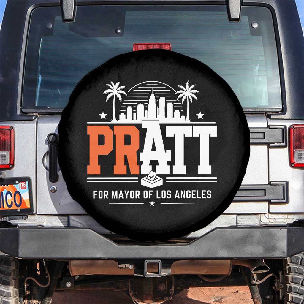 Pratt for Mayor of Los Angeles Retro Skyline Graphic Spare Tire Cover Support Local Leadership LA City California Pride