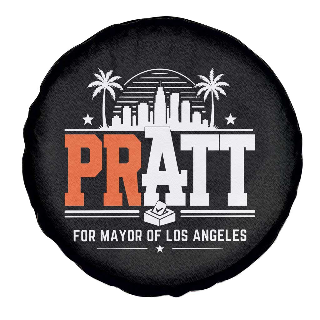 Pratt for Mayor of Los Angeles Retro Skyline Graphic Spare Tire Cover Support Local Leadership LA City California Pride