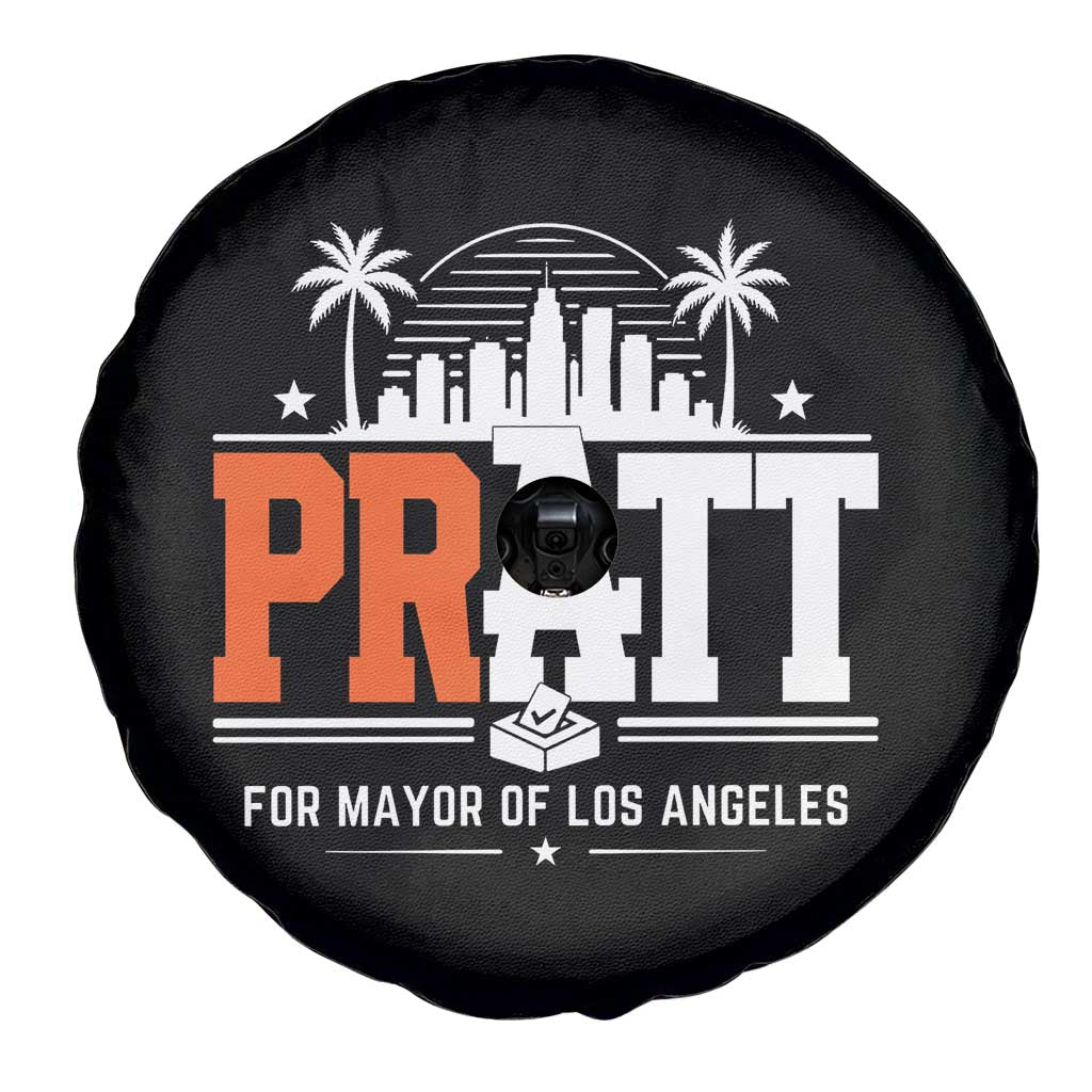 Pratt for Mayor of Los Angeles Retro Skyline Graphic Spare Tire Cover Support Local Leadership LA City California Pride