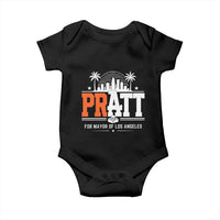 Pratt for Mayor of Los Angeles Retro Skyline Graphic Baby Onesie Support Local Leadership LA City California Pride