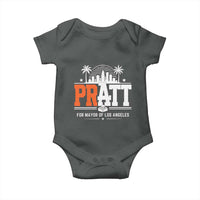 Pratt for Mayor of Los Angeles Retro Skyline Graphic Baby Onesie Support Local Leadership LA City California Pride
