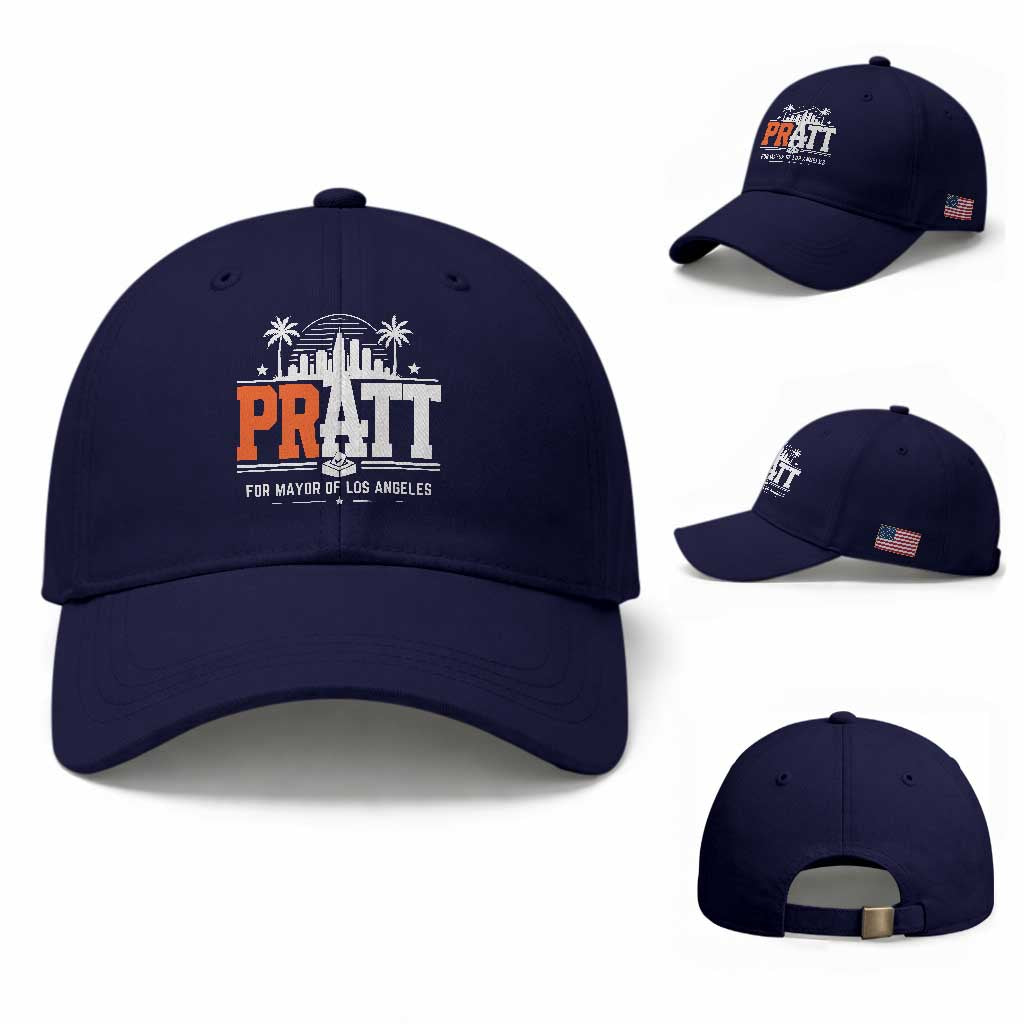 Pratt for Mayor of Los Angeles Retro Skyline Graphic Baseball Cap Support Local Leadership LA City California Pride