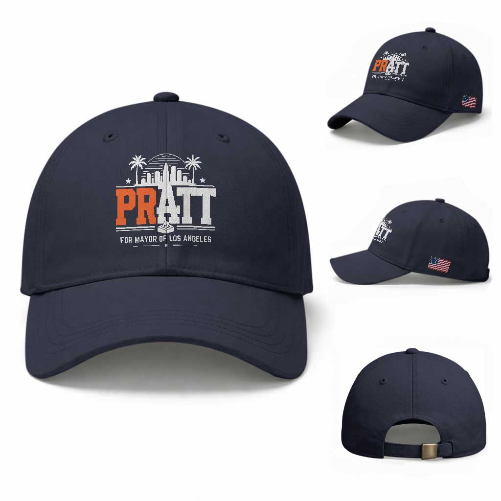 Pratt for Mayor of Los Angeles Retro Skyline Graphic Baseball Cap Support Local Leadership LA City California Pride