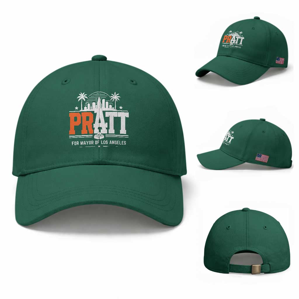 Pratt for Mayor of Los Angeles Retro Skyline Graphic Baseball Cap Support Local Leadership LA City California Pride