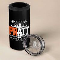 Pratt for Mayor of Los Angeles Retro Skyline Graphic 4 in 1 Can Cooler Tumbler Support Local Leadership LA City California Pride