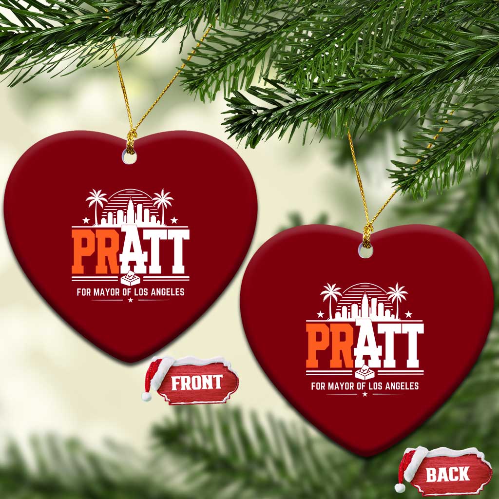 Pratt for Mayor of Los Angeles Retro Skyline Graphic Ceramic Ornament Support Local Leadership LA City California Pride