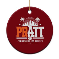 Pratt for Mayor of Los Angeles Retro Skyline Graphic Ceramic Ornament Support Local Leadership LA City California Pride