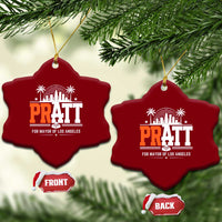 Pratt for Mayor of Los Angeles Retro Skyline Graphic Ceramic Ornament Support Local Leadership LA City California Pride