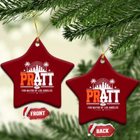 Pratt for Mayor of Los Angeles Retro Skyline Graphic Ceramic Ornament Support Local Leadership LA City California Pride