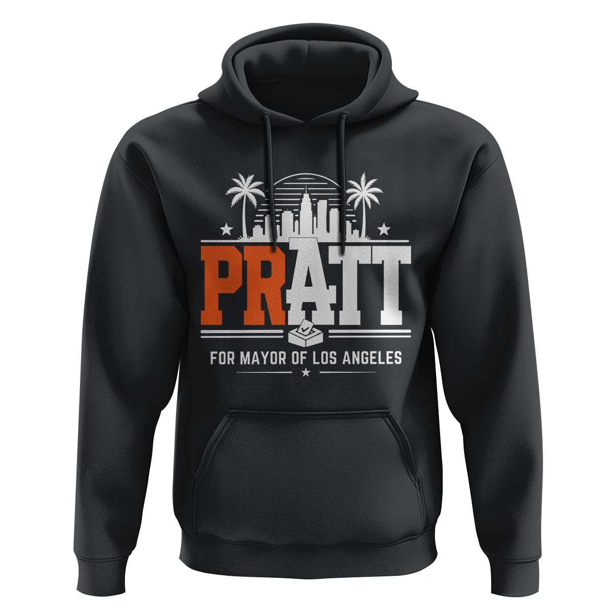 Pratt for Mayor of Los Angeles Retro Skyline Graphic Hoodie Support Local Leadership LA City California Pride
