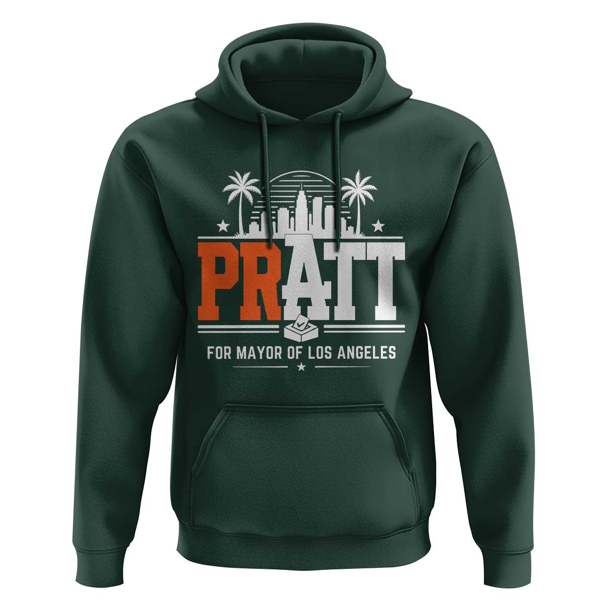 Pratt for Mayor of Los Angeles Retro Skyline Graphic Hoodie Support Local Leadership LA City California Pride