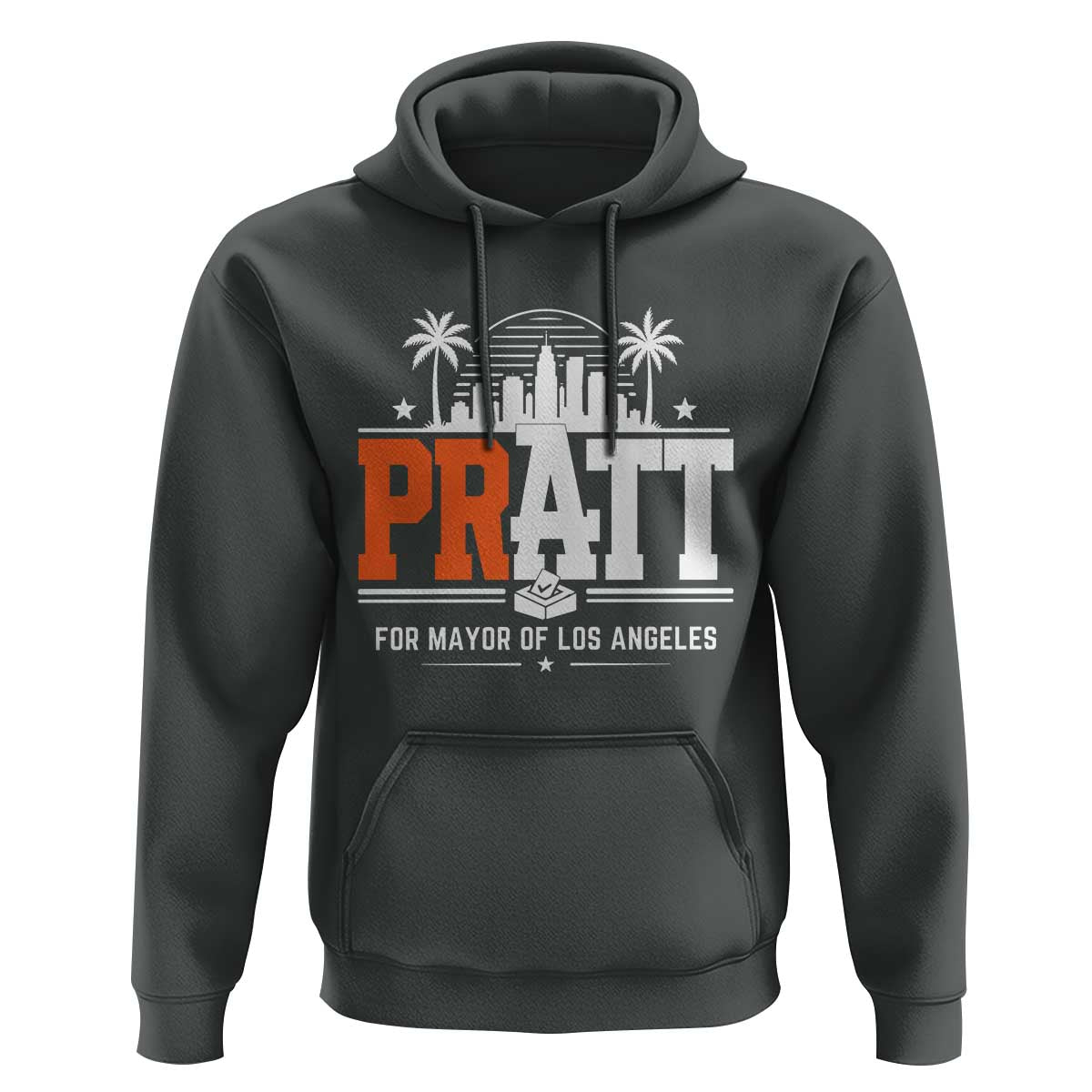 Pratt for Mayor of Los Angeles Retro Skyline Graphic Hoodie Support Local Leadership LA City California Pride