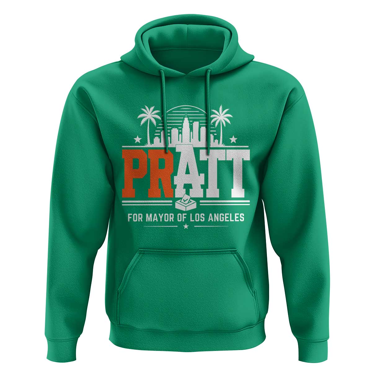 Pratt for Mayor of Los Angeles Retro Skyline Graphic Hoodie Support Local Leadership LA City California Pride