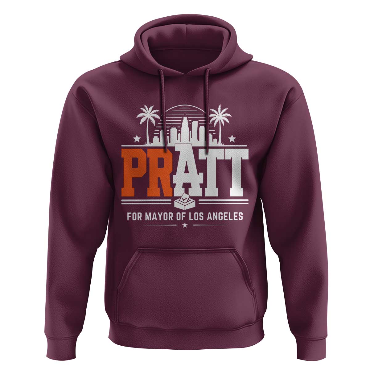 Pratt for Mayor of Los Angeles Retro Skyline Graphic Hoodie Support Local Leadership LA City California Pride