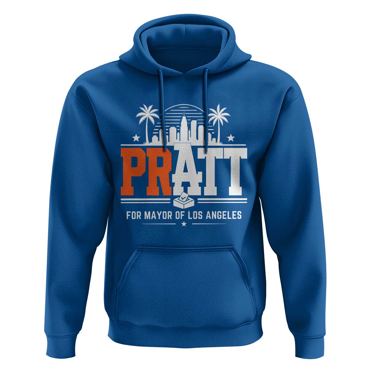 Pratt for Mayor of Los Angeles Retro Skyline Graphic Hoodie Support Local Leadership LA City California Pride