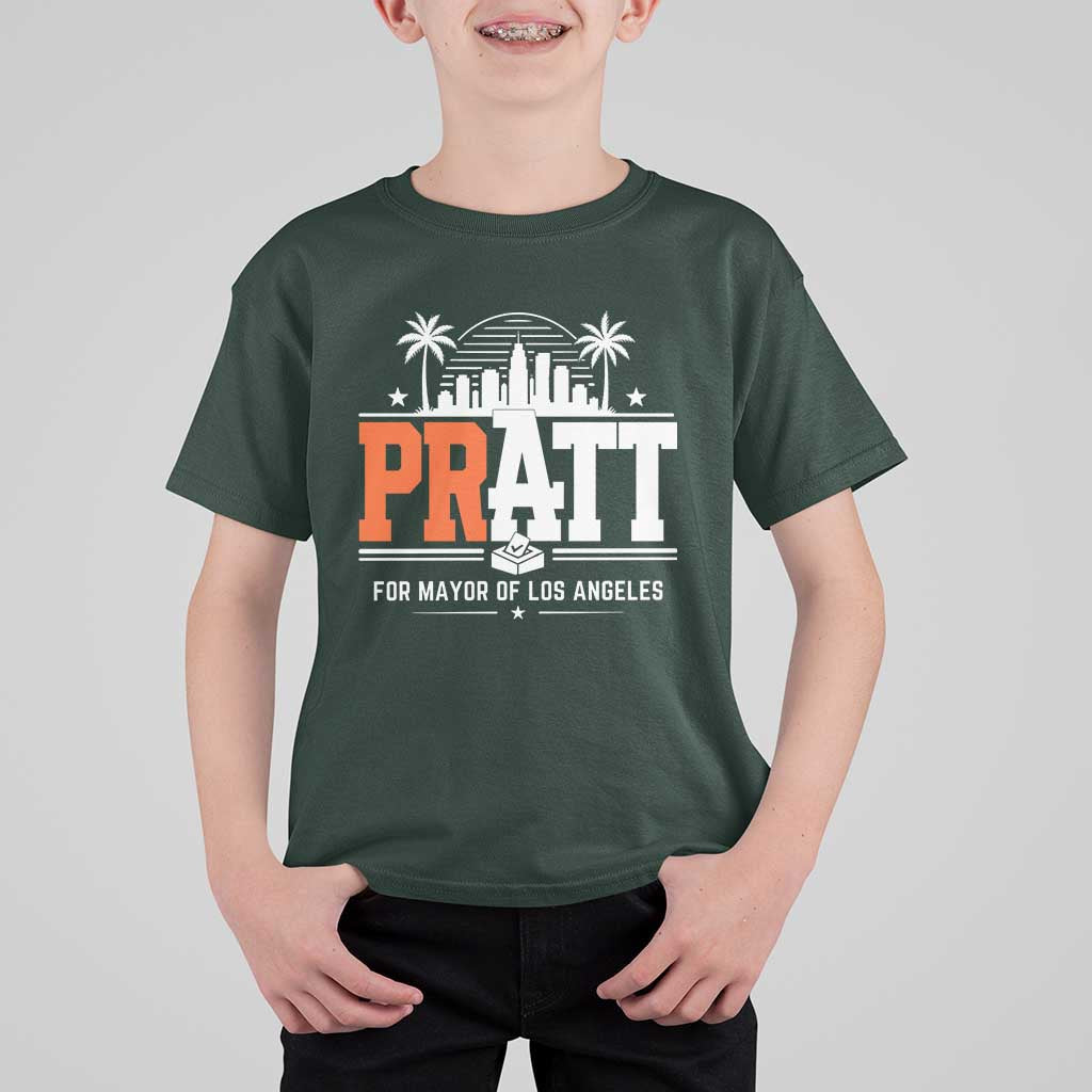 Pratt for Mayor of Los Angeles Retro Skyline Graphic T Shirt For Kid Support Local Leadership LA City California Pride
