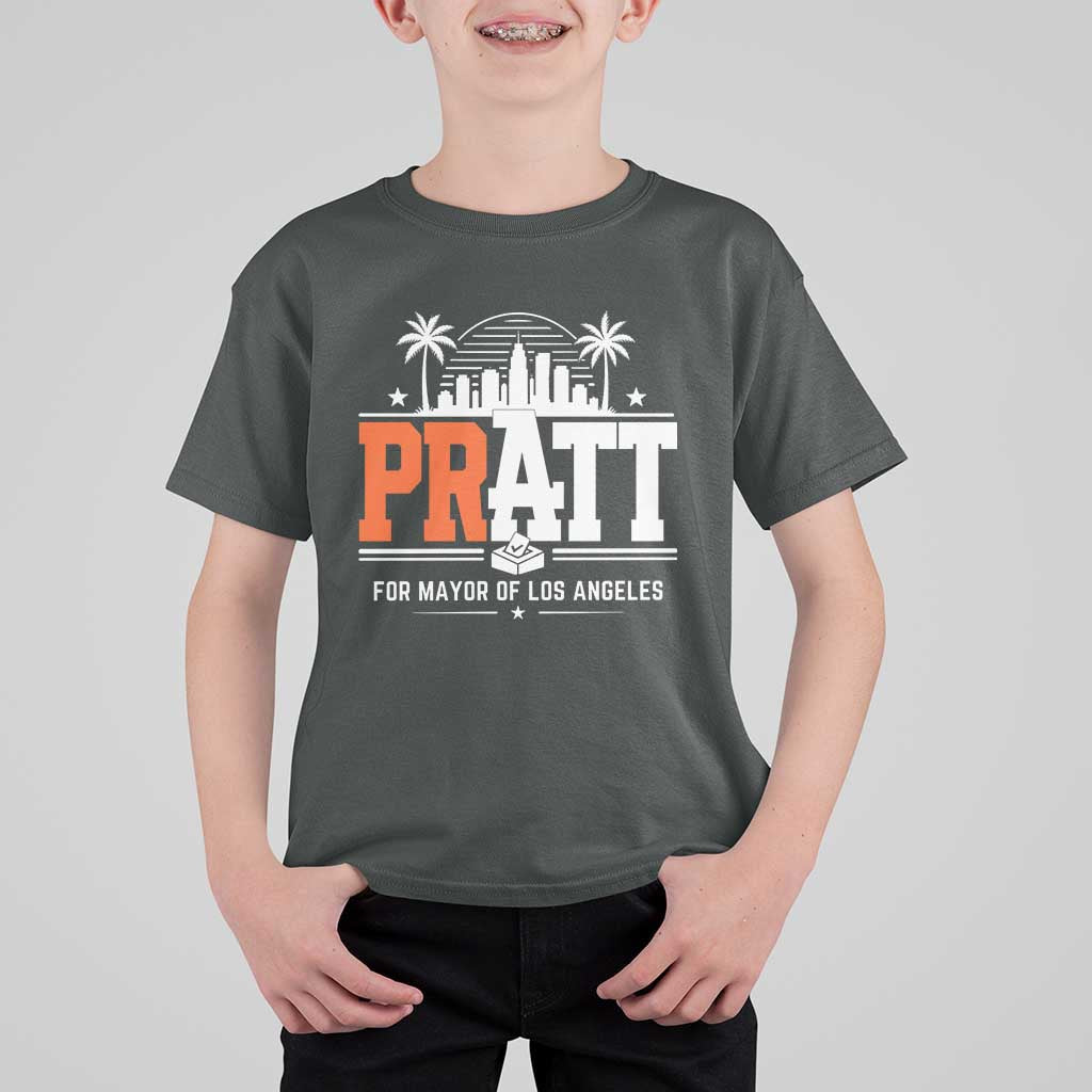 Pratt for Mayor of Los Angeles Retro Skyline Graphic T Shirt For Kid Support Local Leadership LA City California Pride
