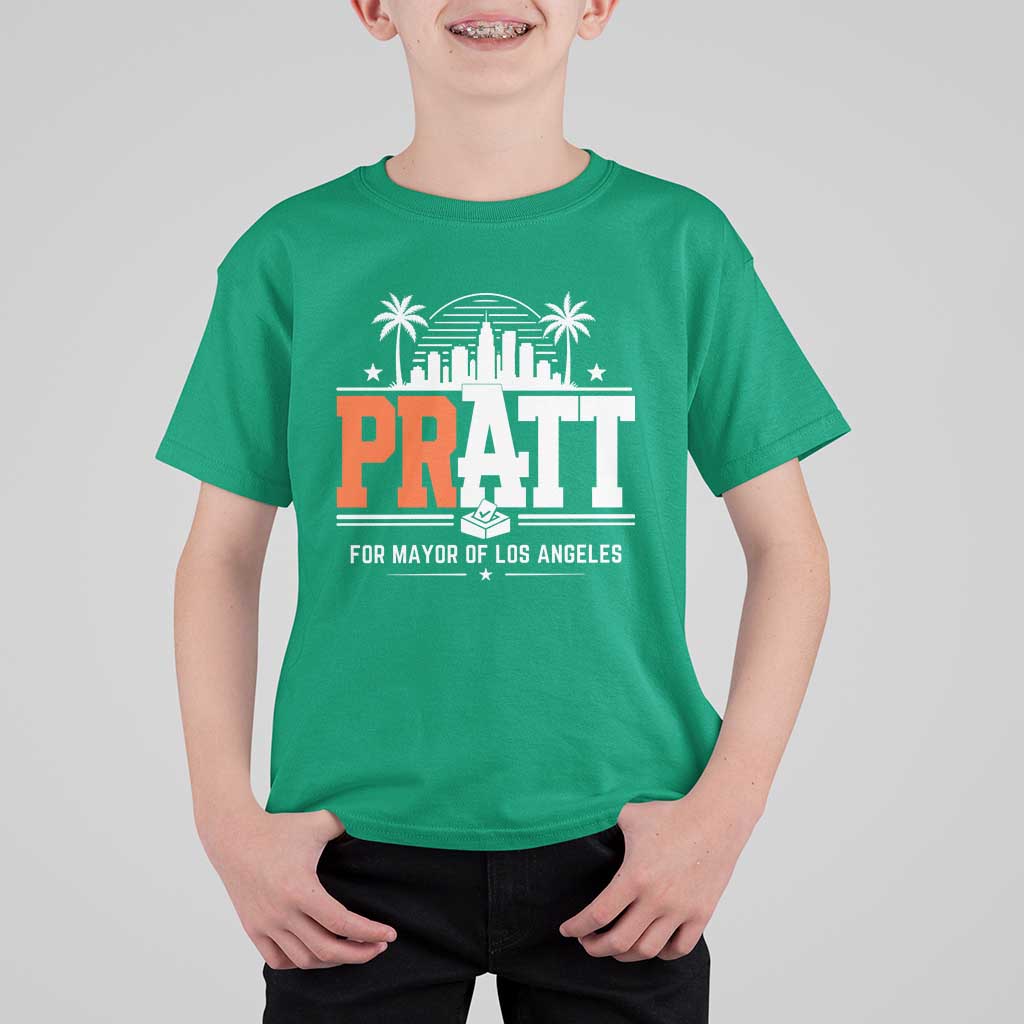 Pratt for Mayor of Los Angeles Retro Skyline Graphic T Shirt For Kid Support Local Leadership LA City California Pride