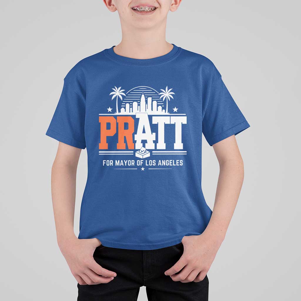 Pratt for Mayor of Los Angeles Retro Skyline Graphic T Shirt For Kid Support Local Leadership LA City California Pride