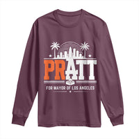 Pratt for Mayor of Los Angeles Retro Skyline Graphic Long Sleeve Shirt Support Local Leadership LA City California Pride