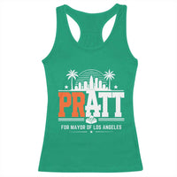 Pratt for Mayor of Los Angeles Retro Skyline Graphic Racerback Tank Top Support Local Leadership LA City California Pride