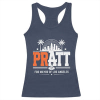 Pratt for Mayor of Los Angeles Retro Skyline Graphic Racerback Tank Top Support Local Leadership LA City California Pride